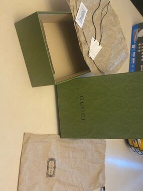 Gucci Olive Green Logo Gift Box with Beige Dust Bag